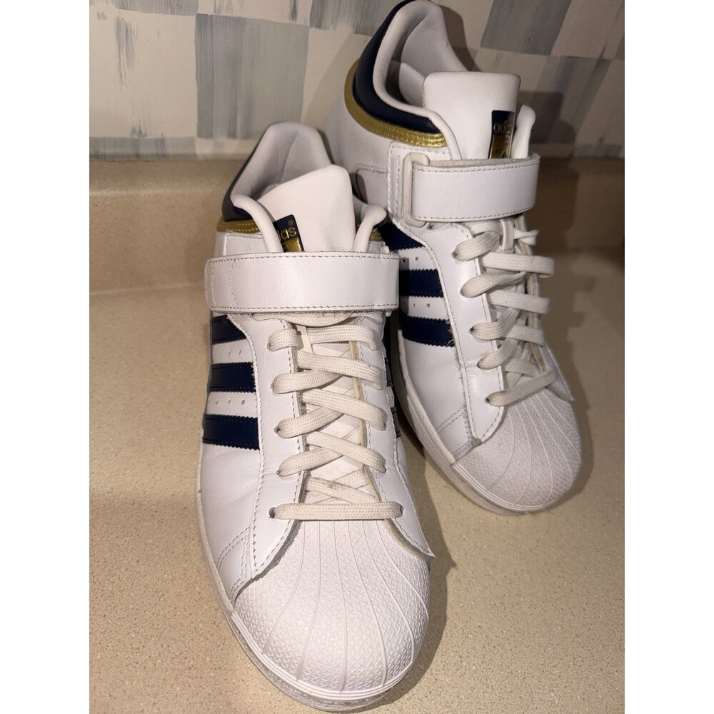 Adidas Pro Model Men White Black Gold Classic Shell Toe High Top Sneakers 8